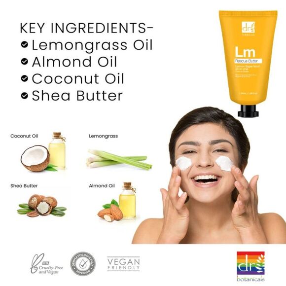 NIB 2 Dr Botanicals Lemon Superfood All-In-One Dry Skin Rescue Butter Skin Balm - Picture 4 of 14